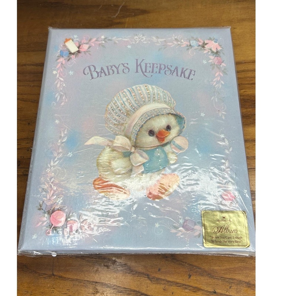 Hallmark Baby Keepsake Album Kids OS Blue Paper Vintage Duckling Rare